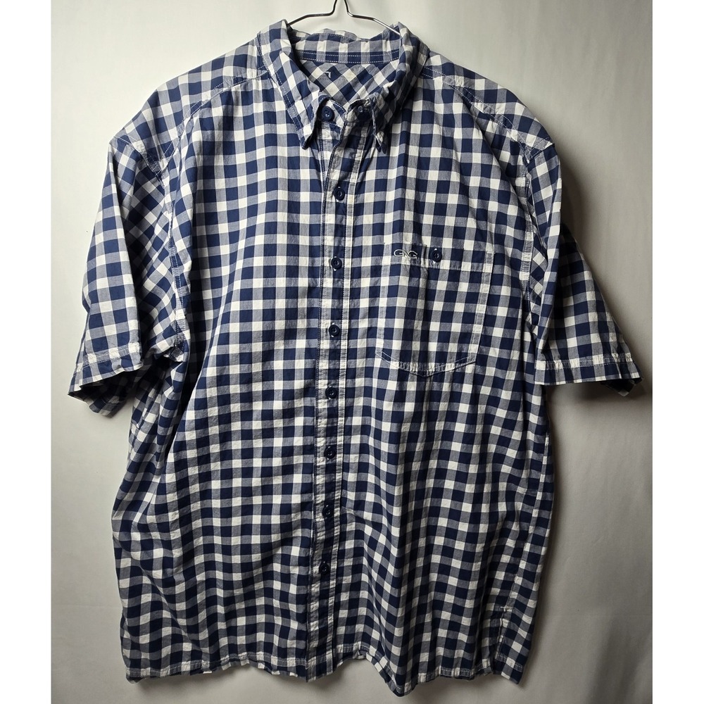 GameGuard Outdoors Shirt Womens XL Blue/White Check Short Sleeve Fishing‎ Vented